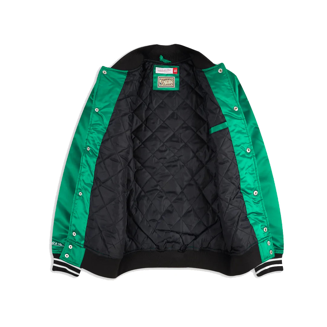 Mitchell & Ness Mens Heavyweight Satin Jacket Athletic Outerwear Casual -  Green - Size L at  Men's Clothing store
